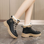 Damen warme Winterstiefel mit flauschigem Innenfutter und rutschfester Sohle R&B