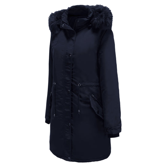 Damen Parkajacke mit abnehmbarem Kunstfellkragen und seitlichen Reißverschlusstaschen R&B