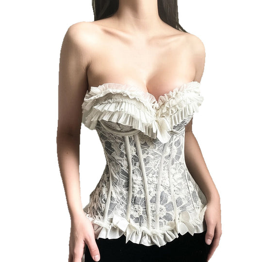 Damen Spitzen-Bustier mit Rüschendetails R&B