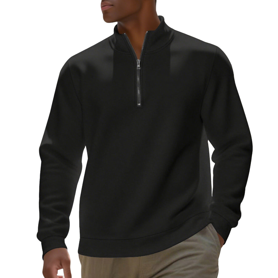 Herren nan Halbzip-Sweatshirt aus Baumwollmix mit Stehkragen, weichem Innenfutter und Rippbündchen R&B