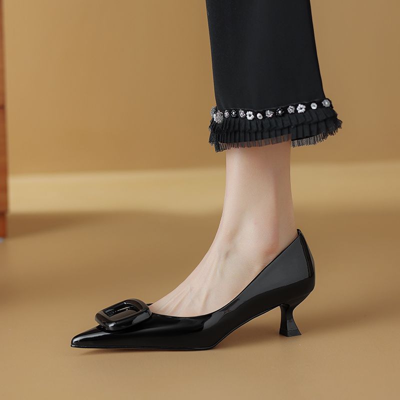 Damen elegante Lackpumps mit modischem Schnallen-Design R&B