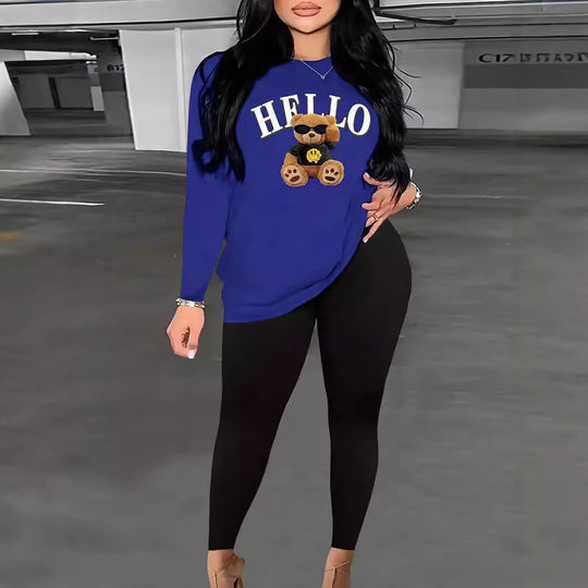 Damen Lässiges Sweatshirt mit originellem Bärenmotiv R&B