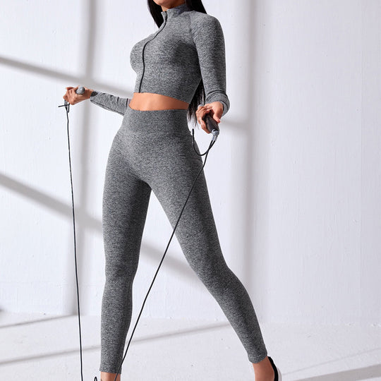 Damen Sportlicher Crop-Top mit Reißverschluss R&B