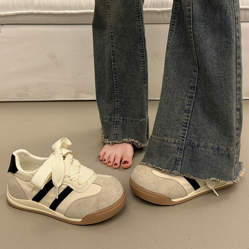 Damen Bequeme Sneakers mit elastischen Schnürsenkeln und dämpfender Sohle