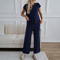 Damen Lässiges Zweiteiliges Lounge-Set mit weitem Oberteil und Palazzo-Hose R&B