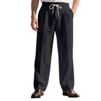 Herren nan legere Leinen-Bundfaltenhose mit elastischem Bund und Kordelzug R&B