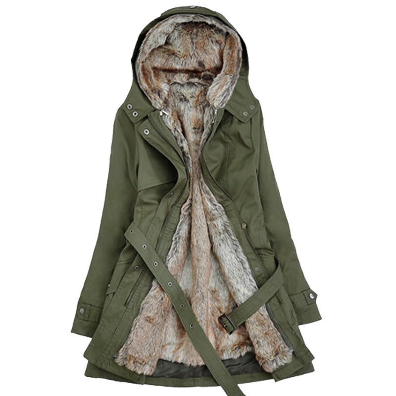 Damen Warm gefütterte Outdoor-Jacke mit Kapuze R&B