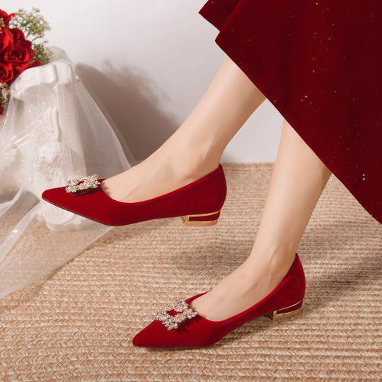 Damen elegante Spitzenpumps mit Kristallverzierung R&B