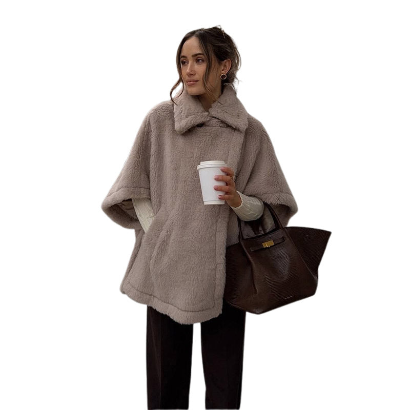 Damen Flauschiger Poncho R&B