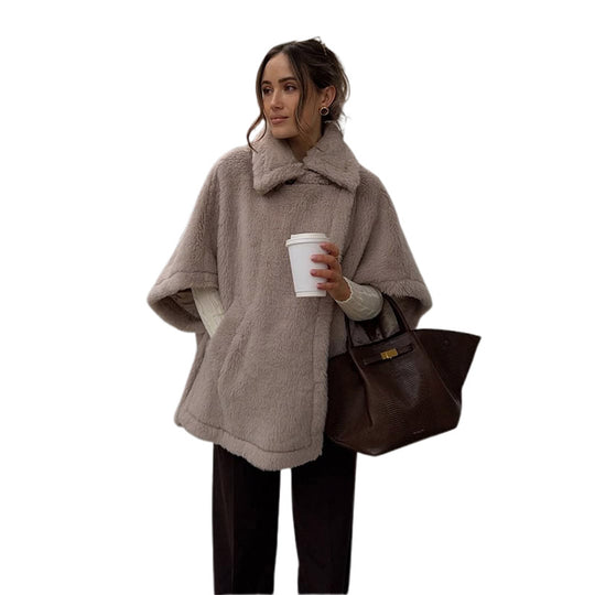 Damen Flauschiger Poncho R&B