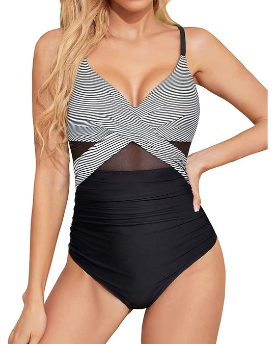 Damen Hochwertiger Einteiler Badeanzug mit trendigen Cut-Out-Details R&B