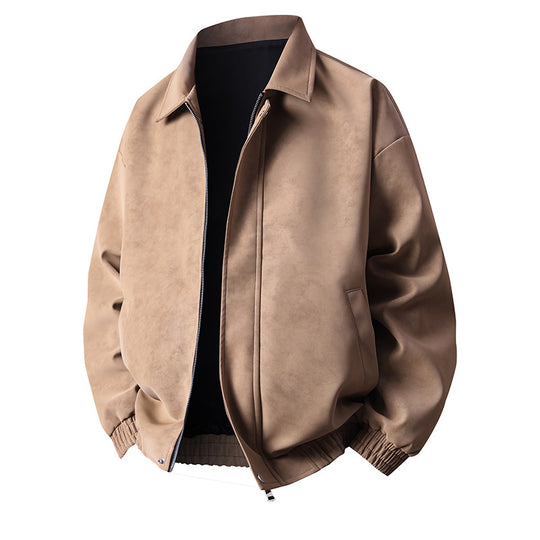 Herren Kunstleder-Bomberjacke mit lässigem Schnitt und praktischen Taschen R&B