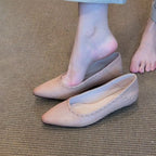 Damen elegante Ballerinas mit hochwertiger Lederoberfläche und modischem Lochmuster