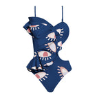 Damen asymmetrischer Badeanzug mit Rüschendetails R&B