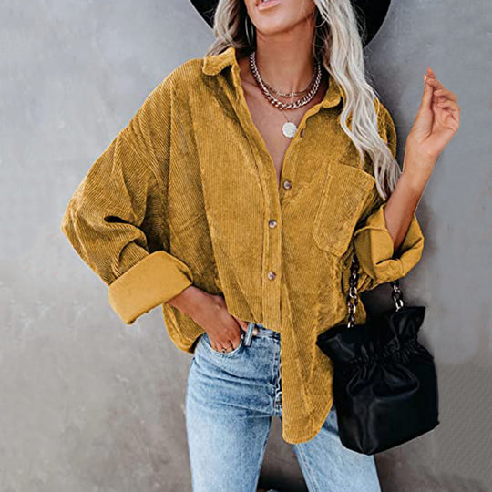 Damen Übergroße Kordbluse R&B