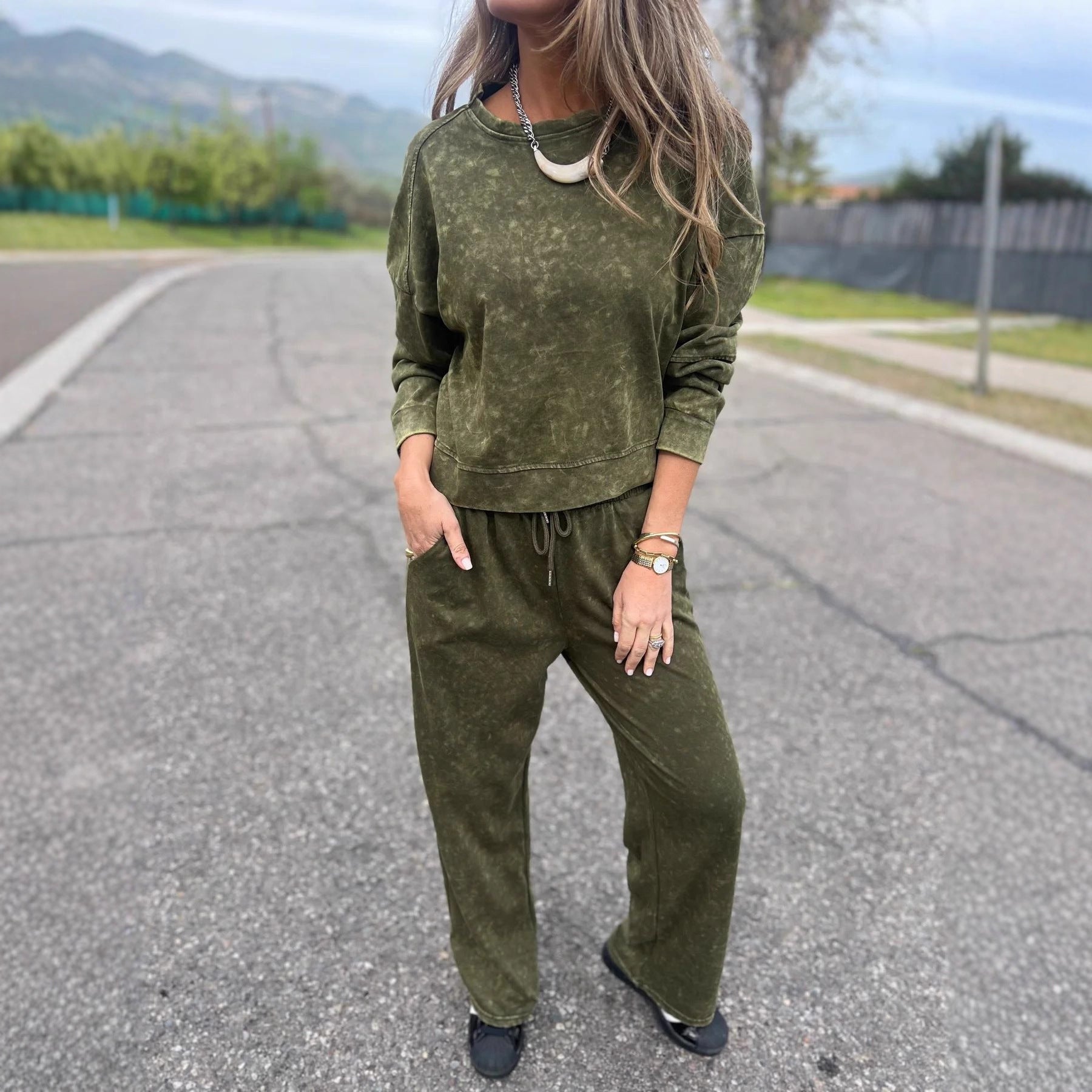 Damen Lässiger Sweatanzug im Vintage-Look