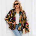 Damen Modische Kunstpelzjacke mit auffälligem Muster R&B