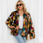 Damen Modische Kunstpelzjacke mit auffälligem Muster R&B