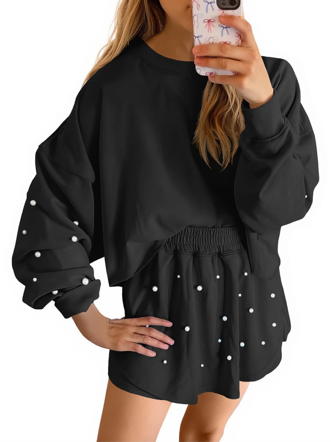 Damen Sportliches Sweatshirt- und Rock-Set R&B