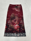 Damen Maxirock mit floralen Mustern und transparenter Spitze R&B