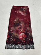 Damen Maxirock mit floralen Mustern und transparenter Spitze R&B