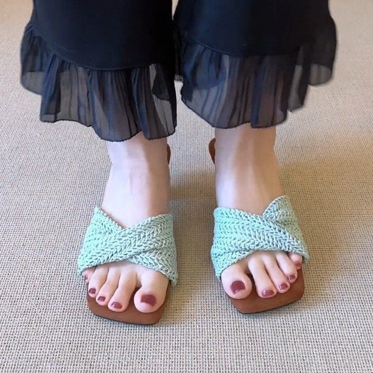 Damen modische Clogs mit geflochtenem Design und bequemer Sohle R&B