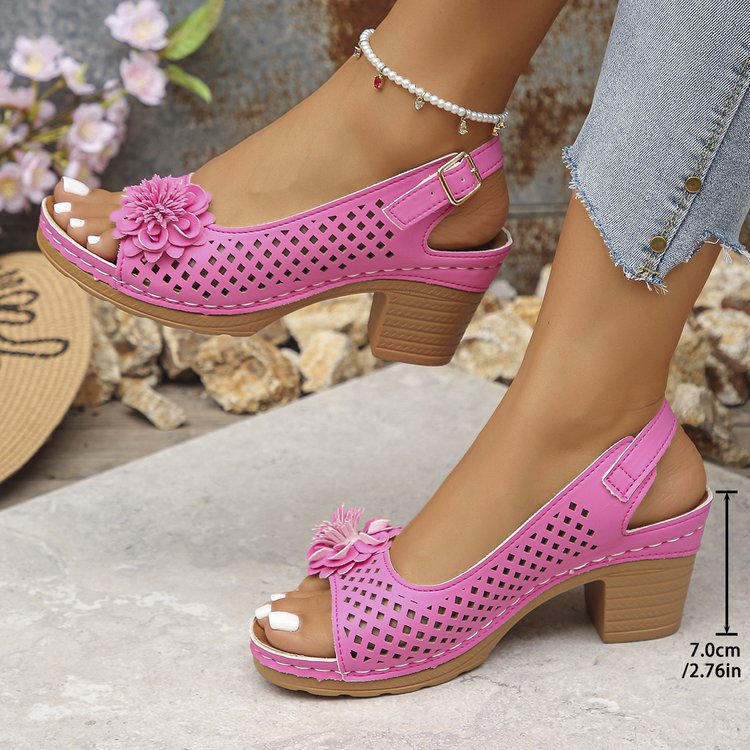 Damen Henkelsandalen mit floralen Applikationen und ergonomischer Sohle R&B