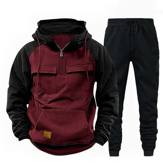 Herren funktionale Kapuzenjacke mit Reißverschluss und Jogginghose R&B