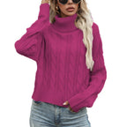 Damen Rollkragenpullover mit strukturiertem Zopfmuster und lässigem Schnitt