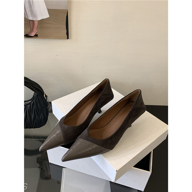Damen spitze Pumps aus hochwertigem Veloursleder und Lack R&B
