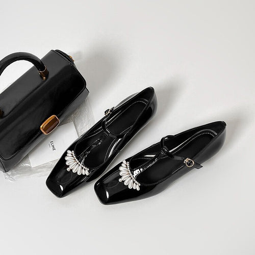 Damen Slingback-Ballerinas mit dekorativen Perlenapplikationen und elegantem Riemen R&B