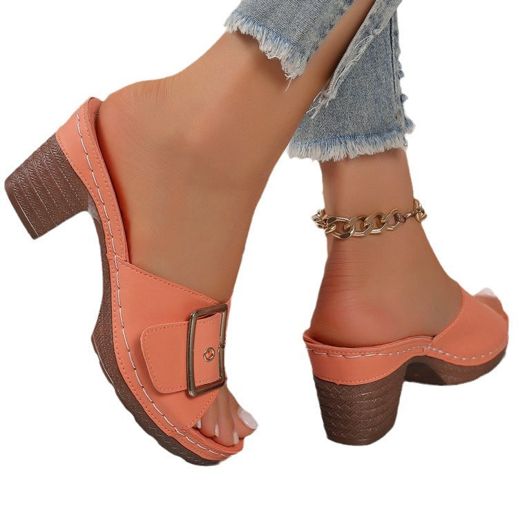 Damen Elegante und bequeme Plateau-Sandalen mit dekorativem Schnallenverschluss R&B