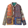 Damen gesteppte Patchworkjacke mit floralem Design und praktischen Taschen R&B