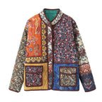 Damen gesteppte Patchworkjacke mit floralem Design und praktischen Taschen R&B
