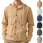 Herren nan leichte Kapuzenjacke mit Knopfleiste, Kängurutasche und Tunnelzug R&B