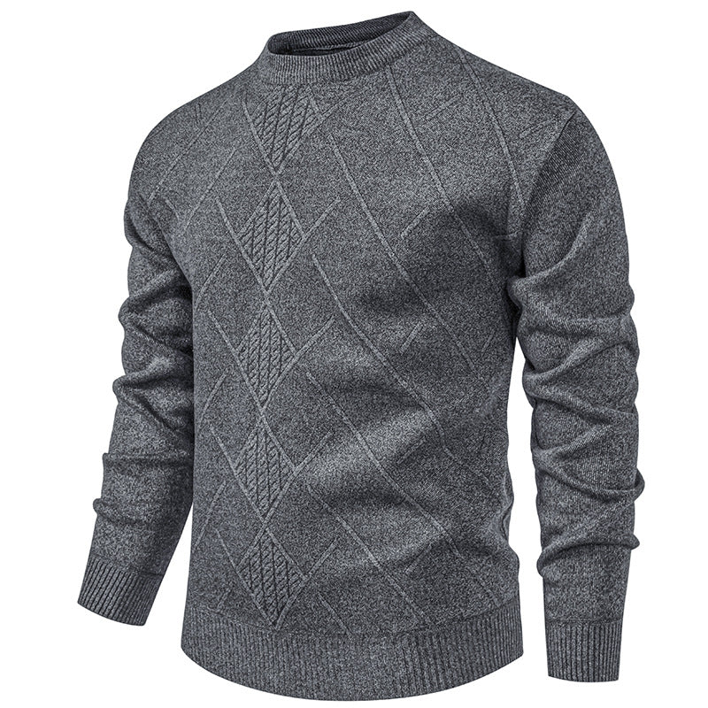Herren Feiner Strickpullover mit strukturiertem Zopfmuster und Rundhalsausschnitt R&B