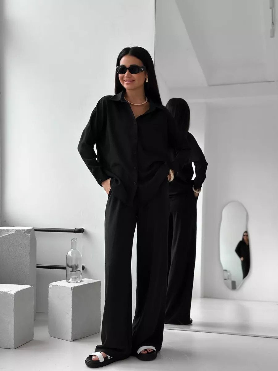 Damen lässige Bluse im Oversized-Stil mit Taschen R&B