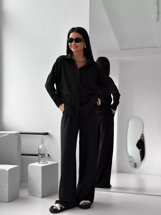 Damen lässige Bluse im Oversized-Stil mit Taschen R&B