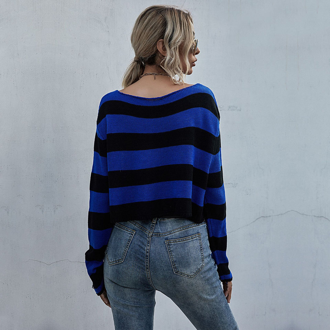 Damen lässiger Streifenpullover im Oversized Schnitt R&B