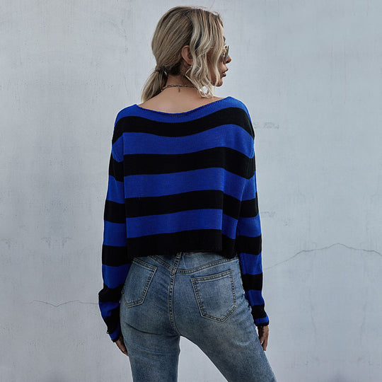 Damen lässiger Streifenpullover im Oversized Schnitt R&B