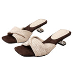 Damen Sommerliche Mules mit geflochtenem Riemen und elegantem Absatz R&B