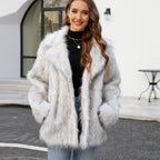 Damen Luxuriöse Kunstfelljacke mit weichem Kragen R&B