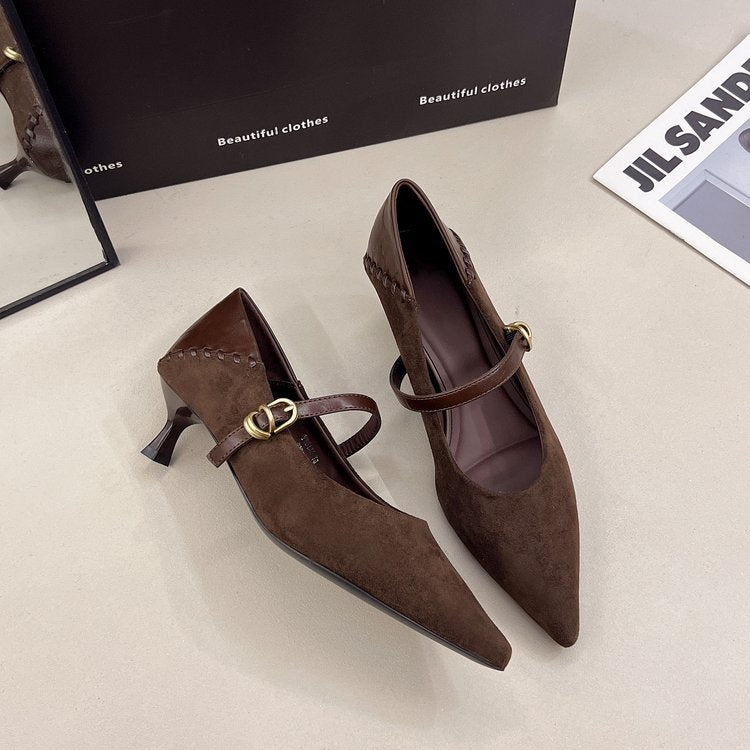 Damen elegante Spitzenpumps mit zierlichem Riemen R&B
