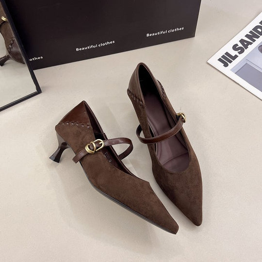 Damen elegante Spitzenpumps mit zierlichem Riemen R&B