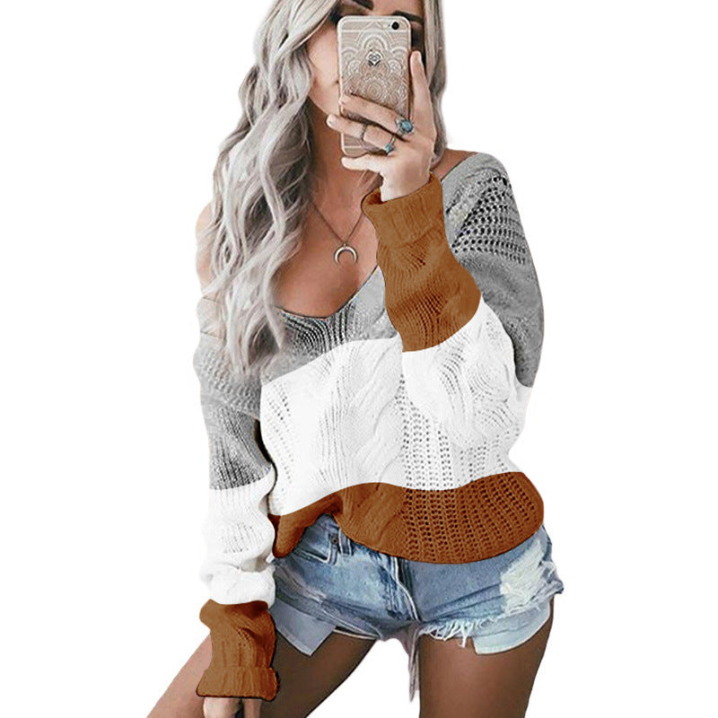 Damen Off-Shoulder Strickpullover mit attraktivem Farbverlauf R&B