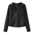 Damen Kunstlederjacke mit praktischer Kapuze und seitlichen Reißverschlusstaschen R&B