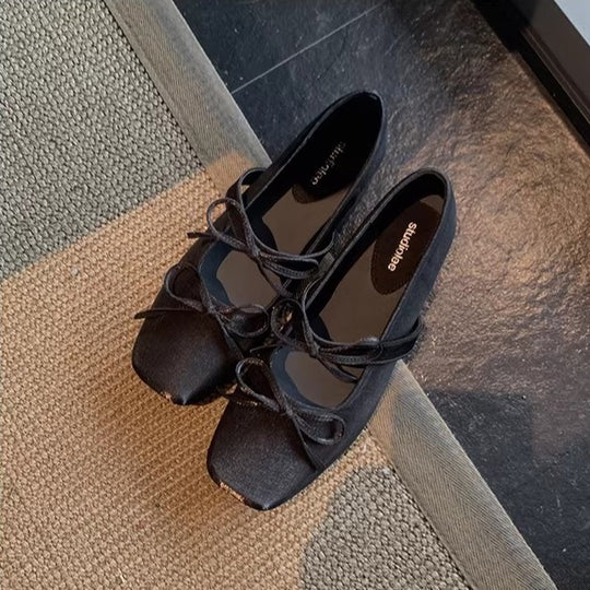 Damen elegante Ballerinas mit Schleifenverzierung und komfortabler Fußbettstruktur R&B