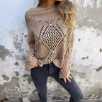 Damen Strickpullover mit offener Maschenstruktur