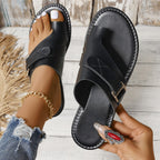 Damen Riemensandalen aus hochwertigem Leder mit verstellbarem Riemendesign R&B