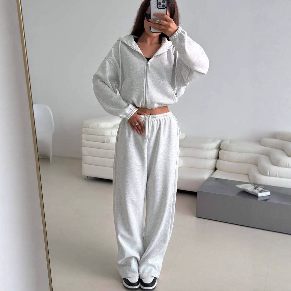 Damen lässige Kapuzenjacke mit hohem Kragen und Reißverschluss R&B